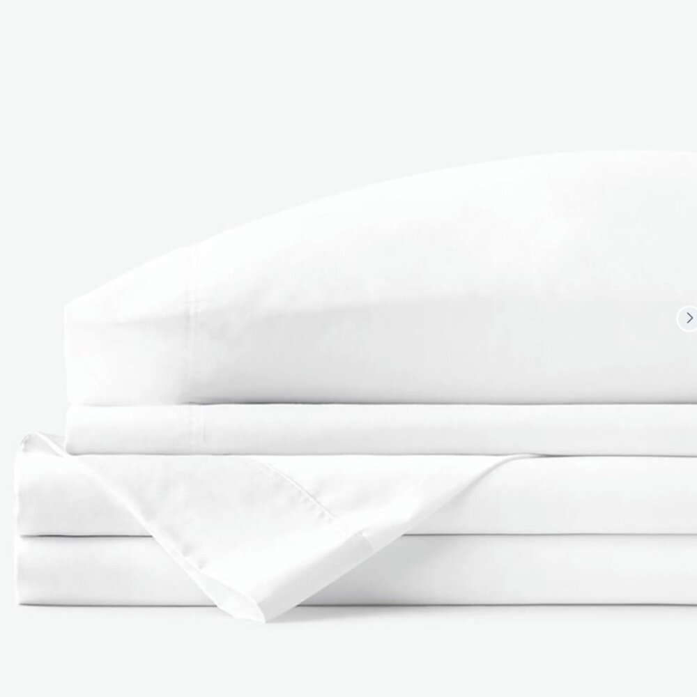 White Twin XL Classic Wrinkle-Free Sateen Bed Sheet Set (The Company Store)